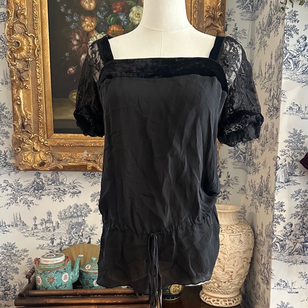 Y2K Express lace and velvet romantic top in Small